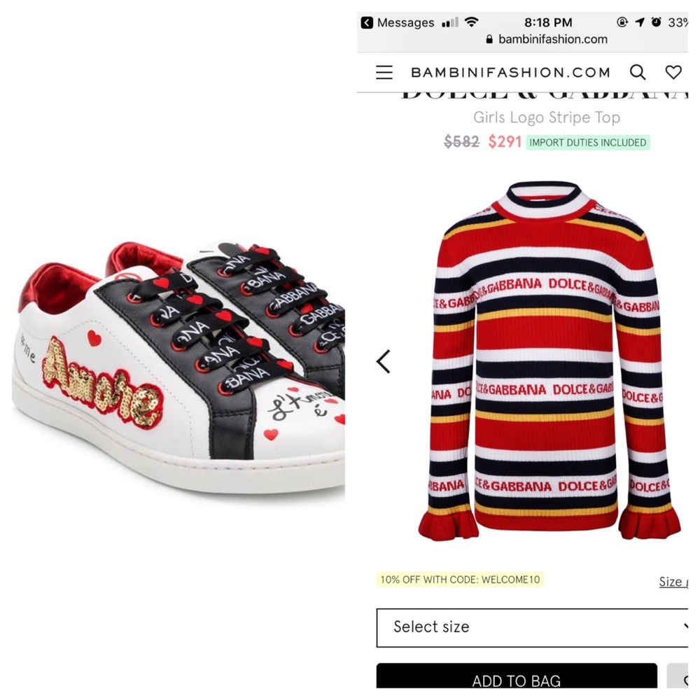 Dolce and Gabbana sweater and sneakers bundle